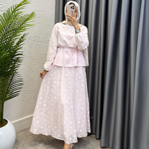 Aleyna Takım — Pembe - Mara Moda tesettür takım