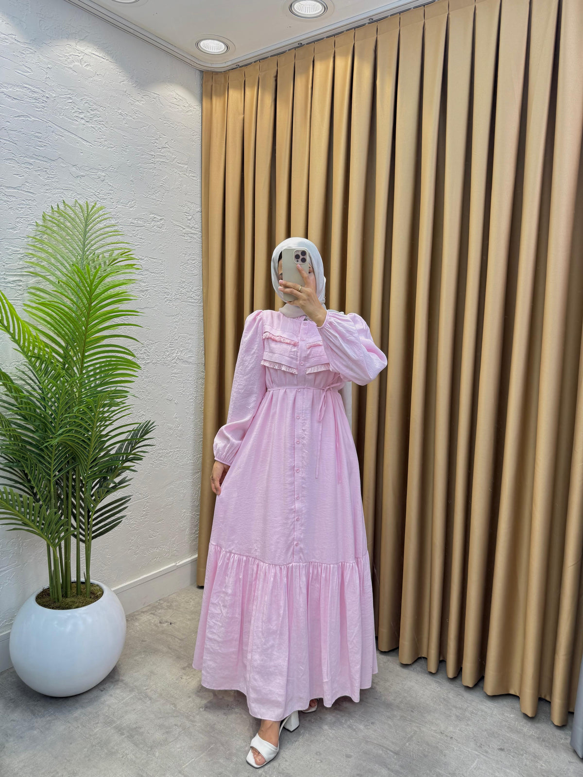 Asel Elbise — Pembe - Mara Moda tesettür elbise
