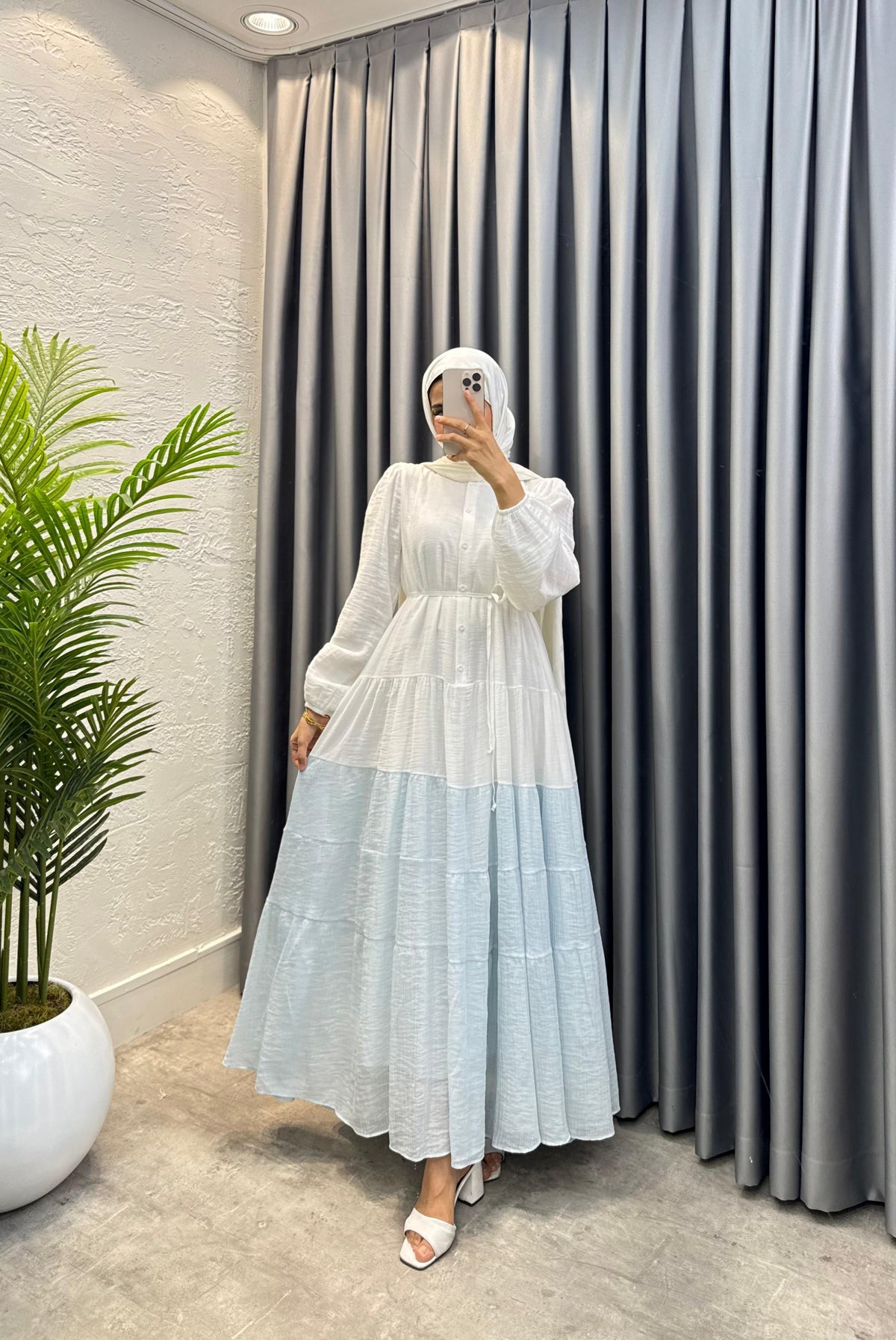 Bade Elbise — Mavi - Mara Moda tesettür elbise