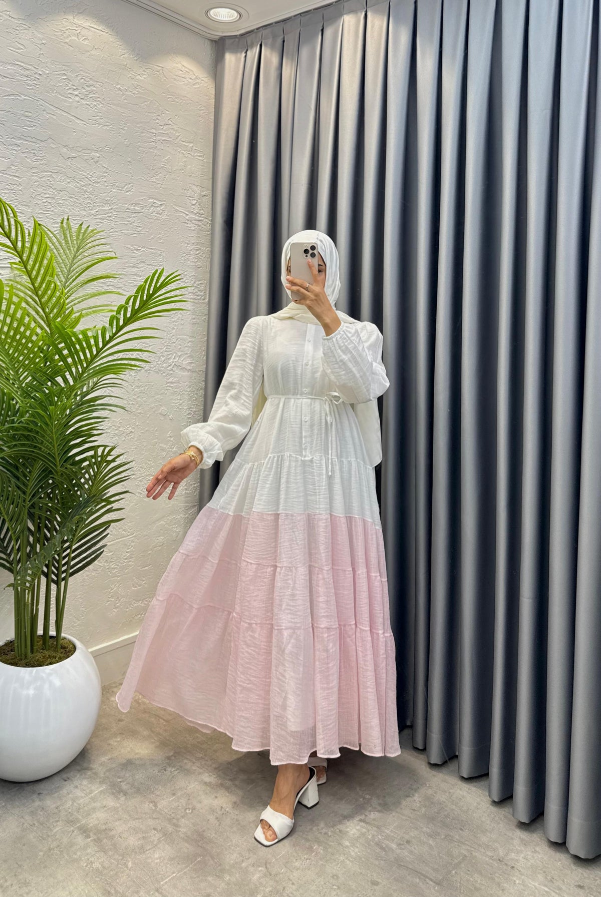 Bade Elbise — Pembe - Mara Moda tesettür elbise
