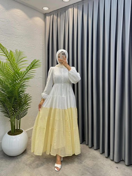 Bade Elbise — Sarı - Mara Moda tesettür elbise