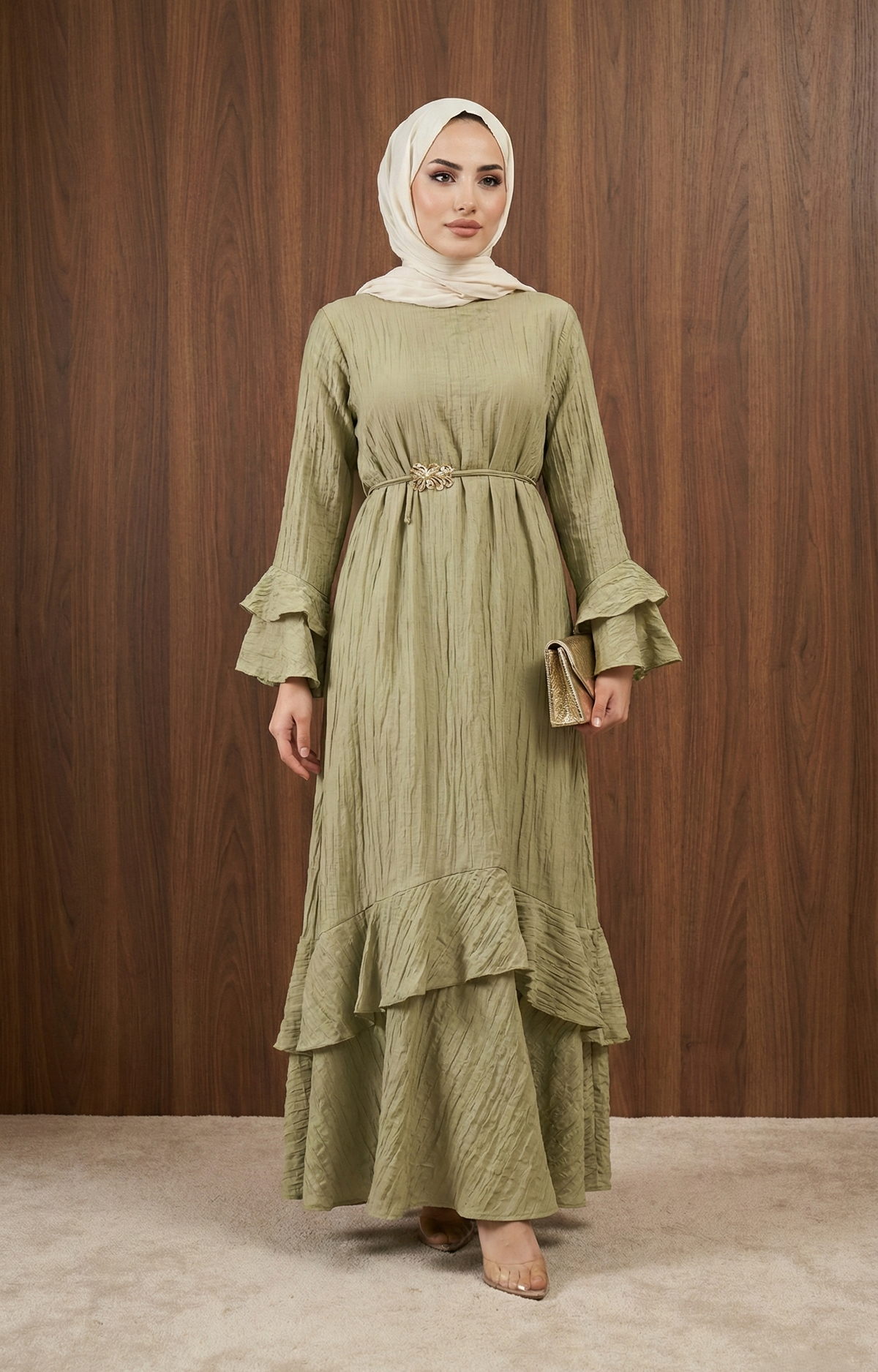 Bulem Elbise — Yeşil - Mara Moda tesettür elbise