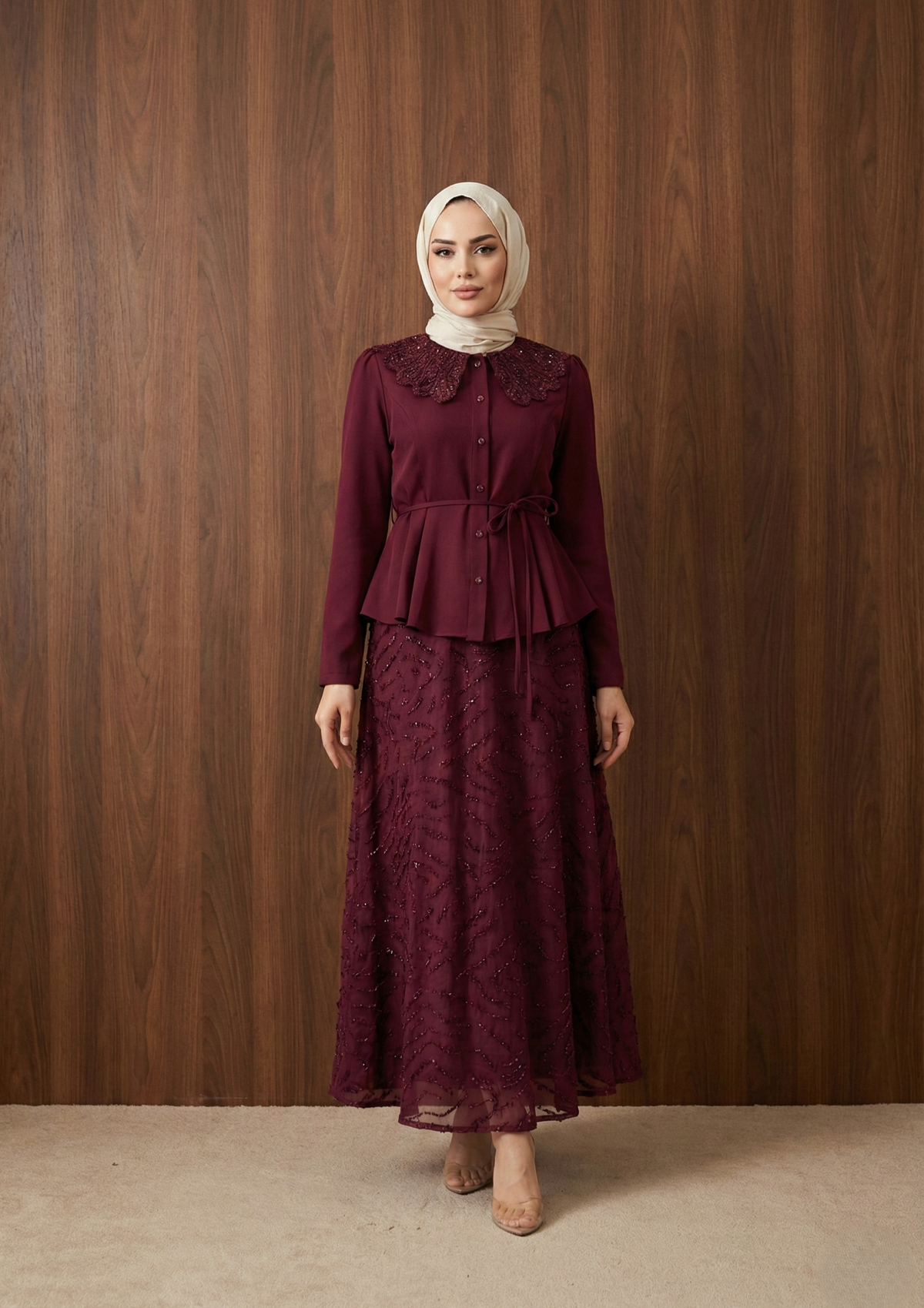 Deren Takım — Bordo - Mara Moda tesettür takım