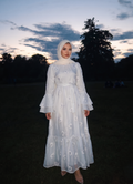 Diana Çiçekli Organze Elbise — Mavi - Mara Moda tesettür elbise