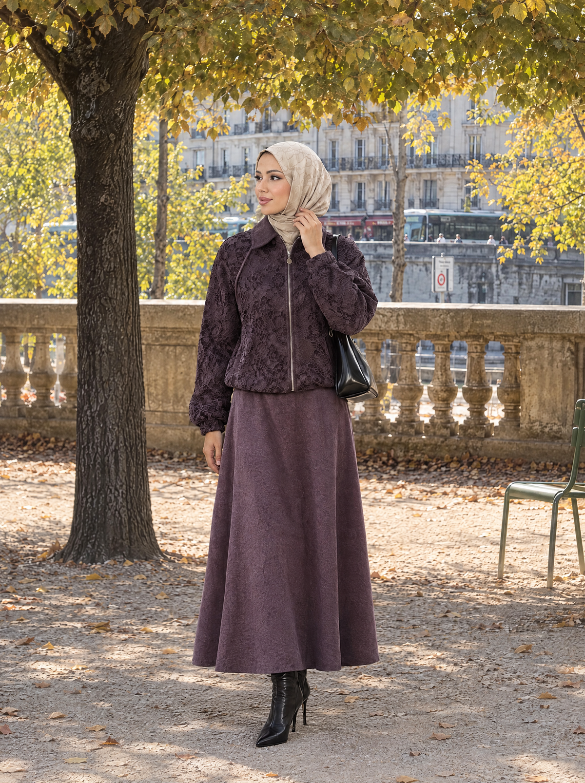 Dantel Bomber Takım Mürdüm – görsel 2