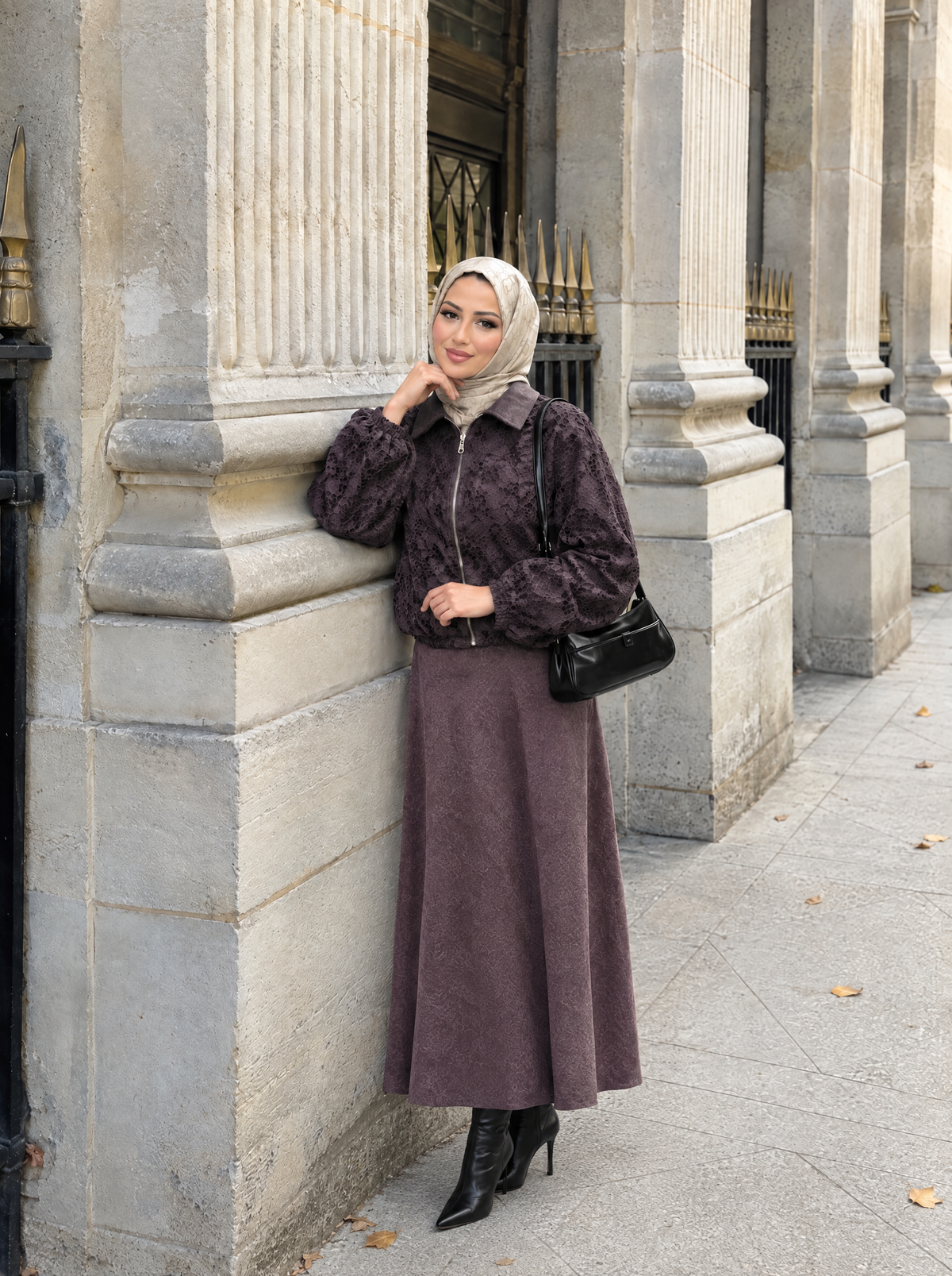 Dantel Bomber Takım Mürdüm – görsel 6