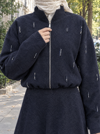 Boncuklu Bomber Takım Lacivert – yakın detay