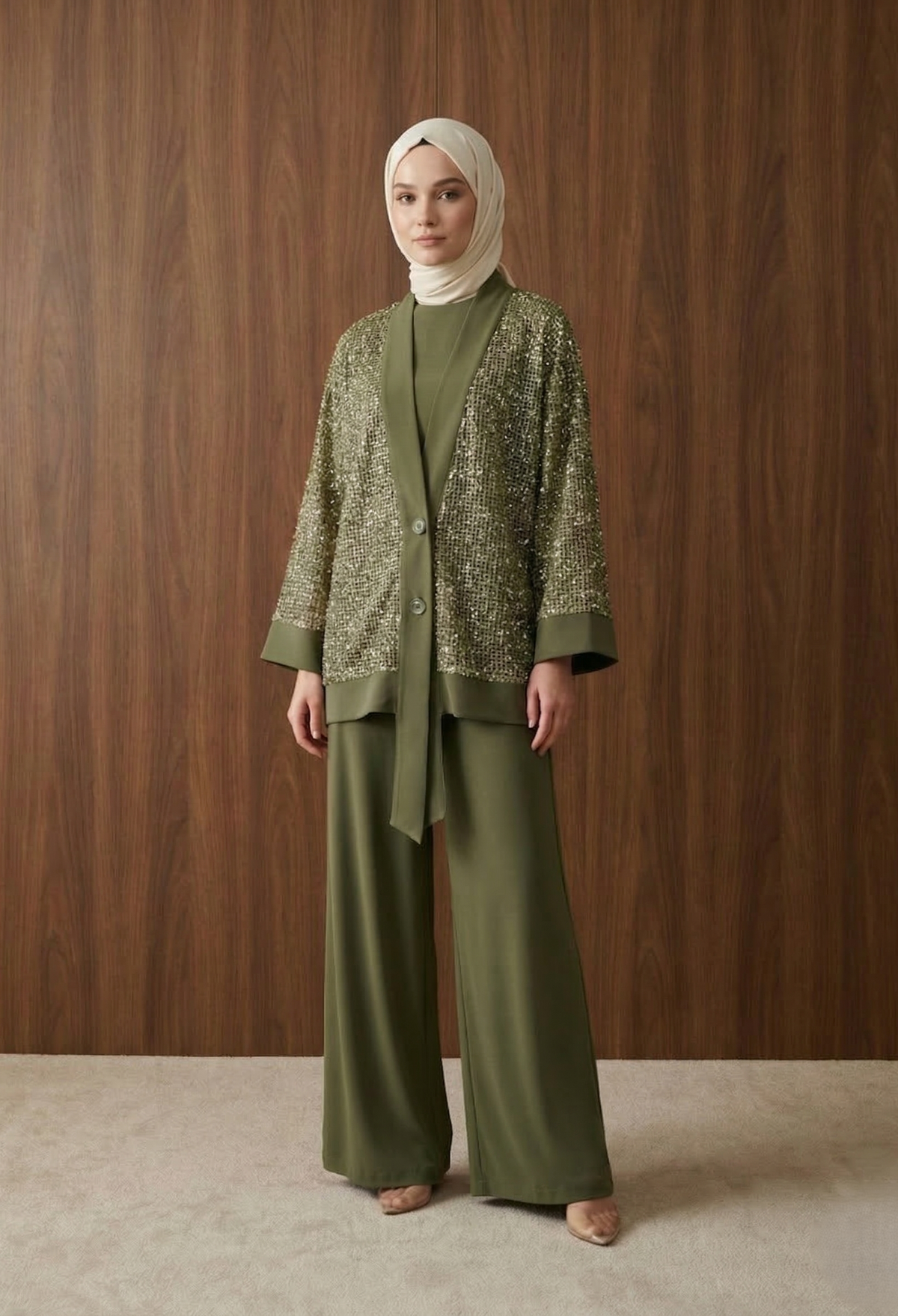 Hülya Takım — Yeşil - Mara Moda tesettür takım