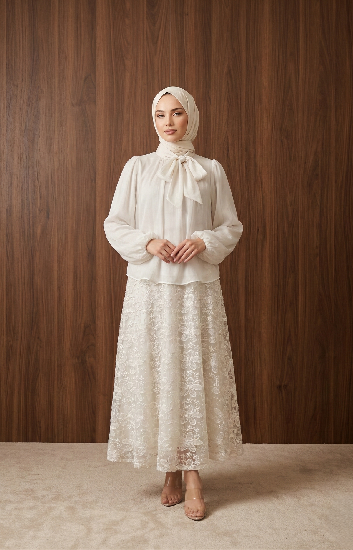 Reyyan Takım — Krem - Mara Moda tesettür takım