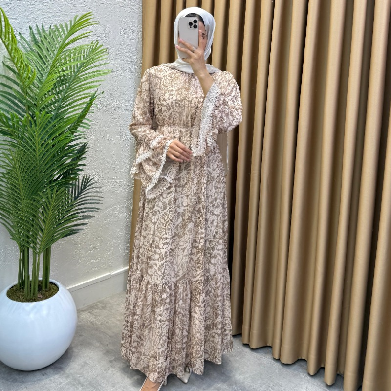 Sedef Elbise — Bej - Mara Moda tesettür elbise