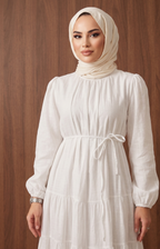 Selen Elbise — Beyaz - Mara Moda tesettür elbise