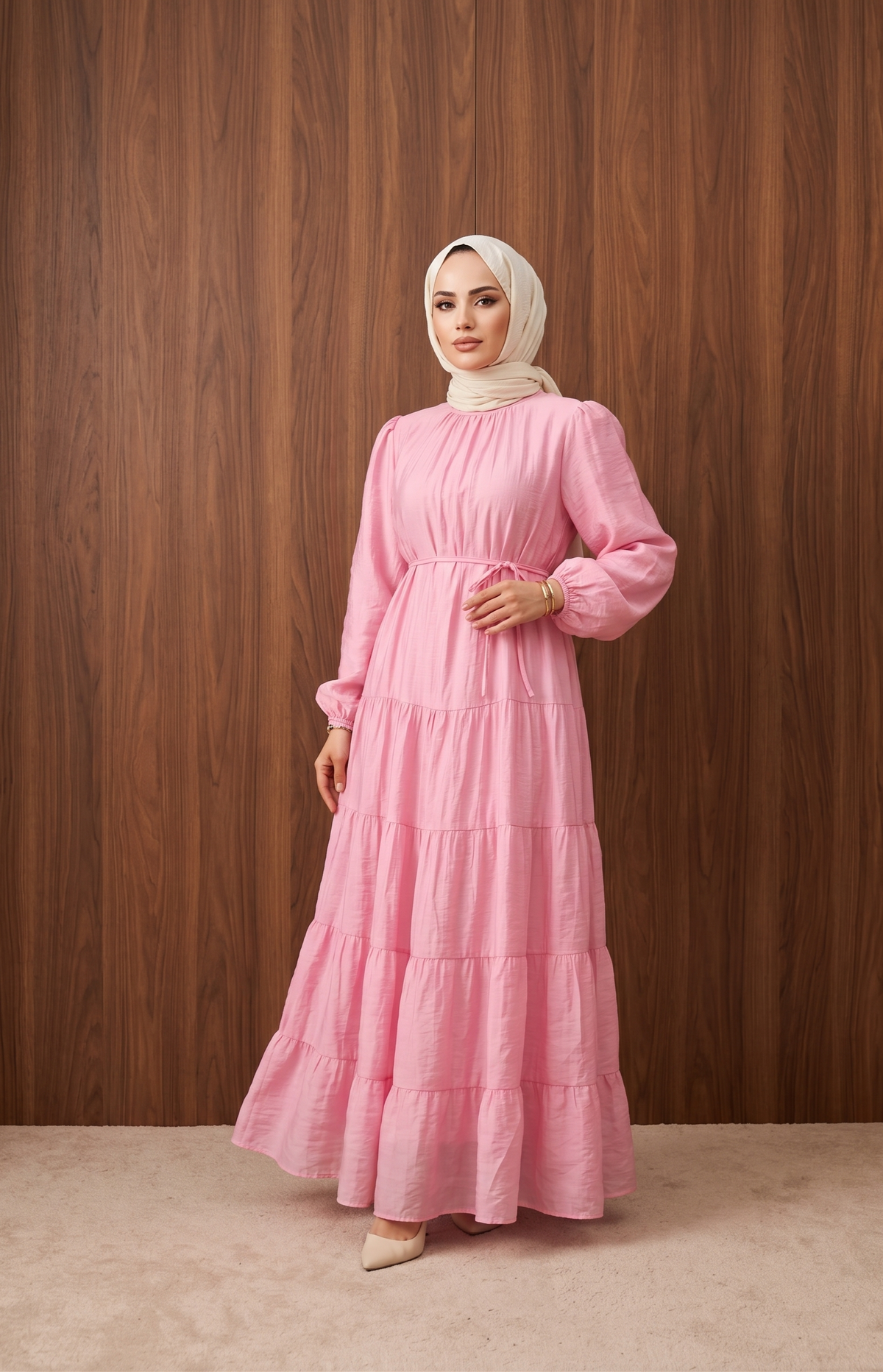 Selen Elbise — Pembe - Mara Moda tesettür elbise