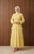 Simay Elbise — Sarı - Mara Moda tesettür elbise