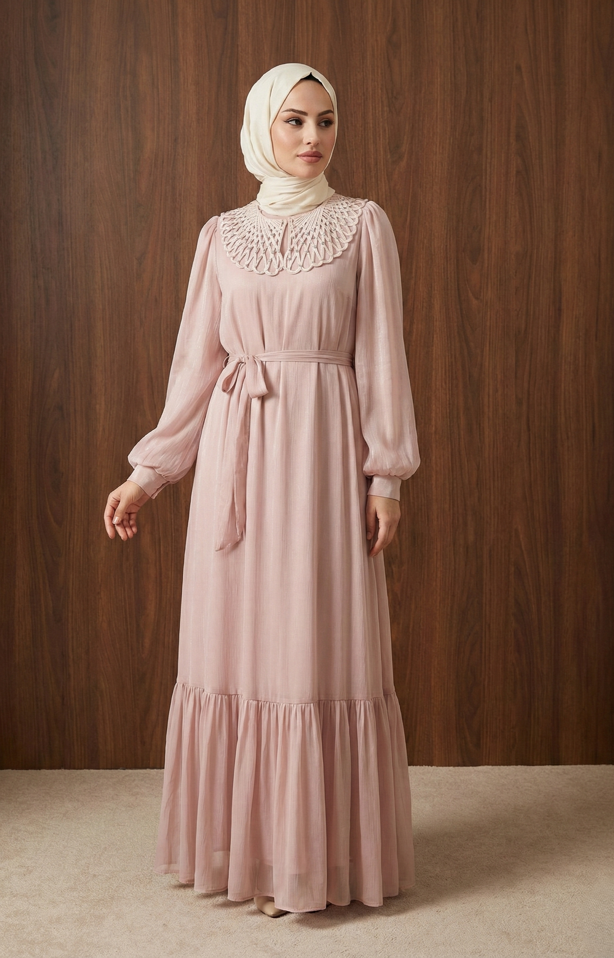 Belinay Elbise — Pembe - Mara Moda tesettür elbise