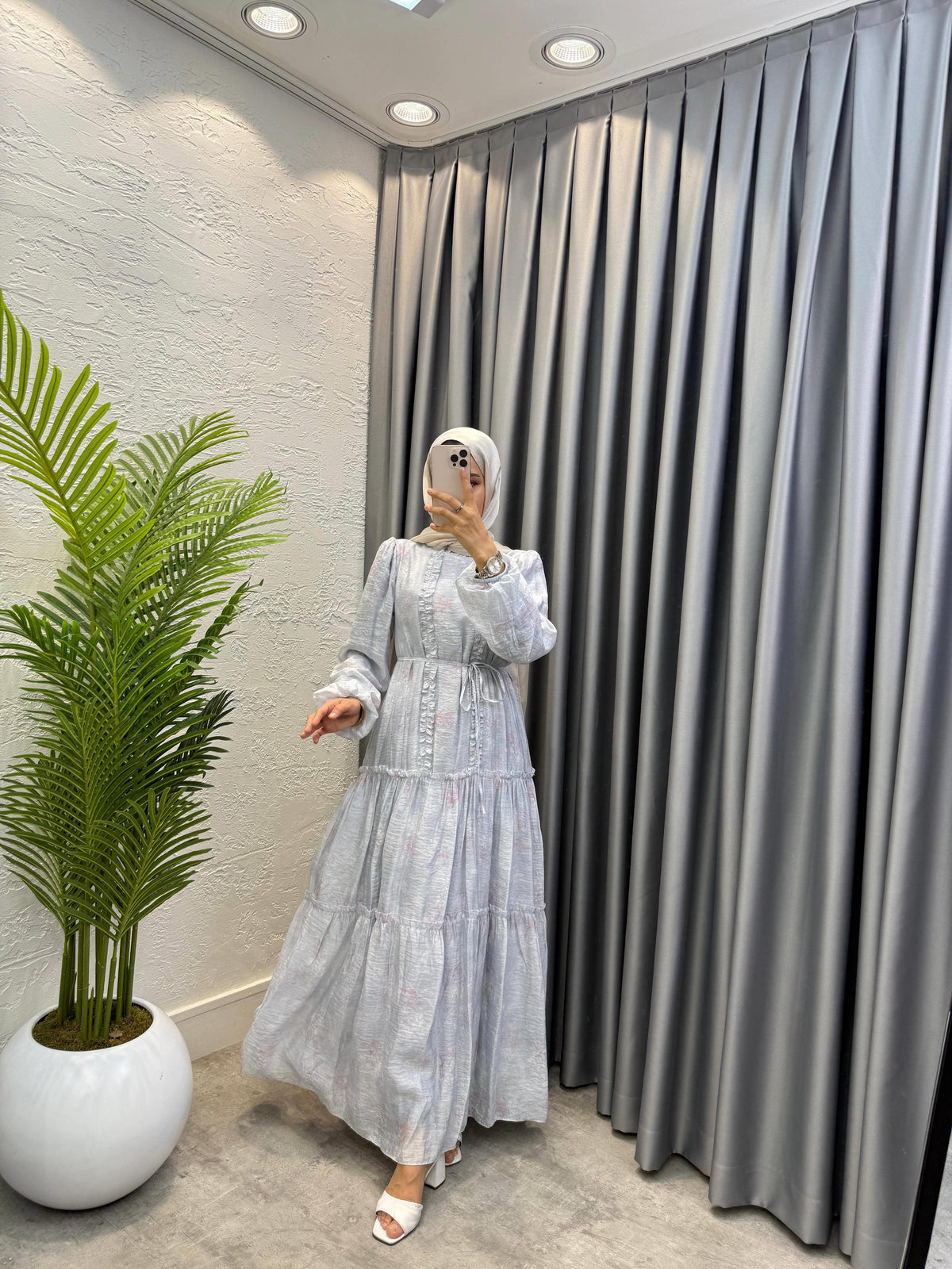 Zühre Elbise — Mavi - Mara Moda tesettür elbise