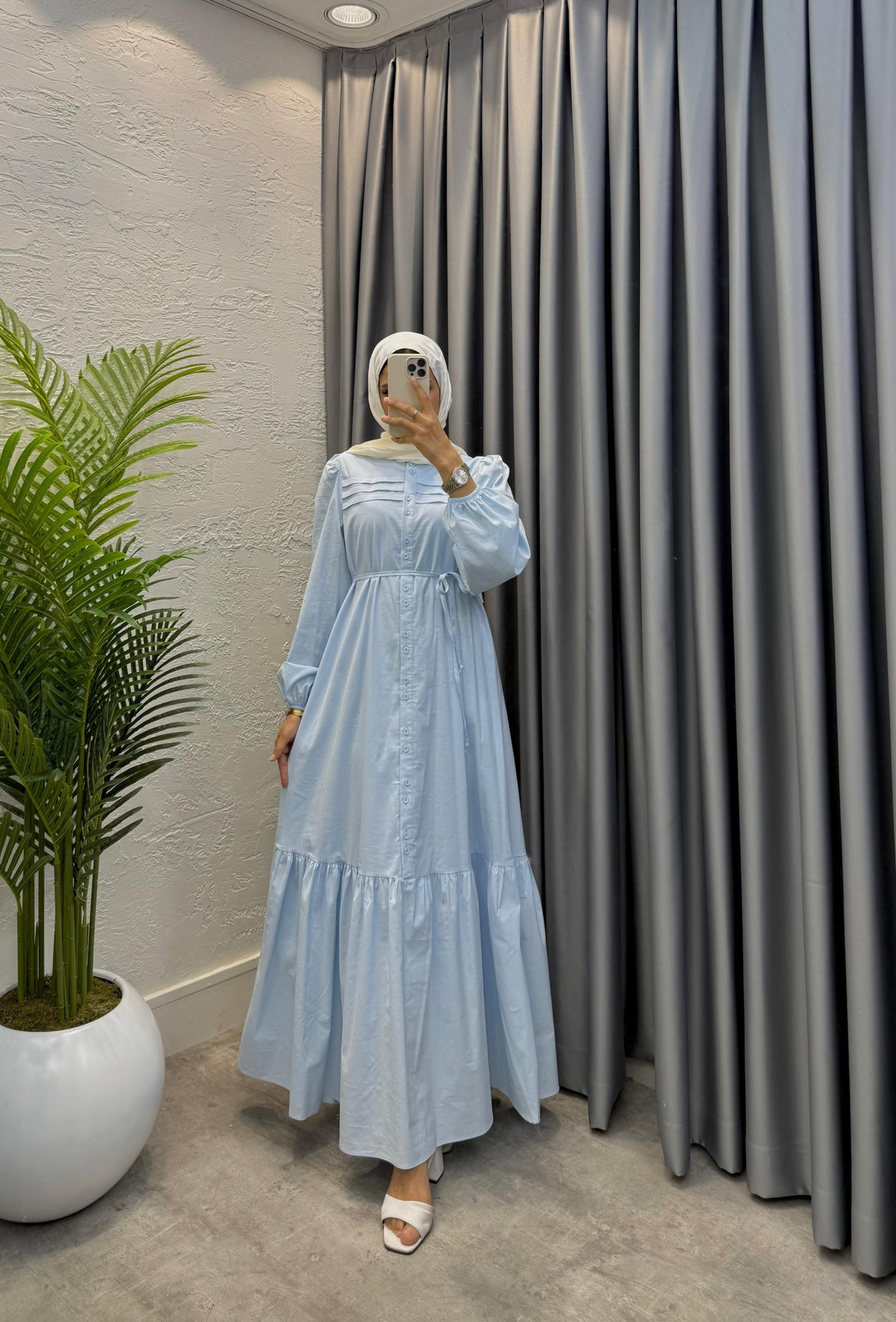 Zümra Elbise — Mavi - Mara Moda tesettür elbise