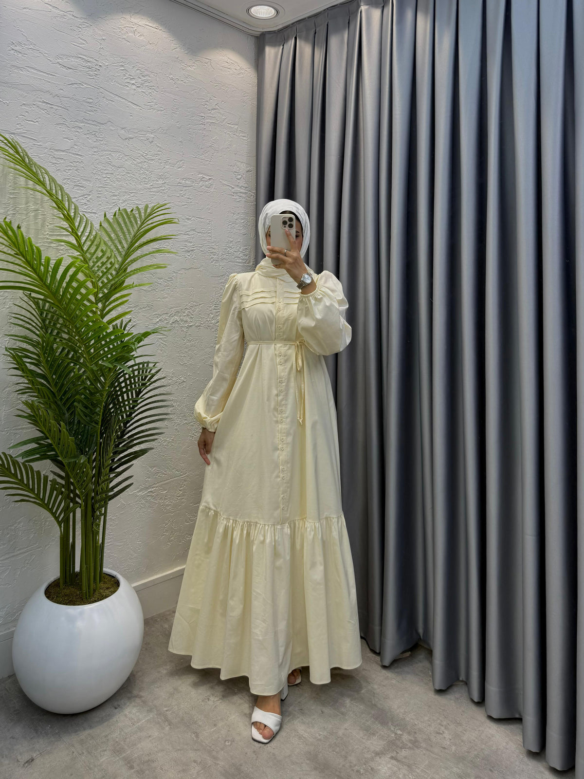 Zümra Elbise — Sarı - Mara Moda tesettür elbise